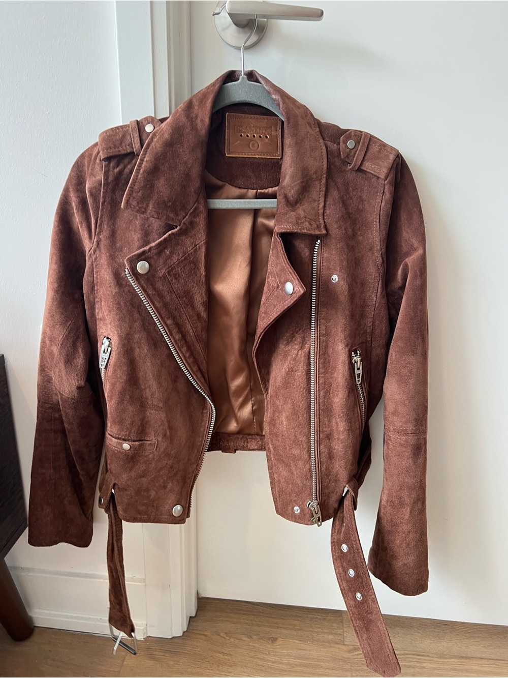 Brown Suede Asymmetrical Moto Jacket - Women